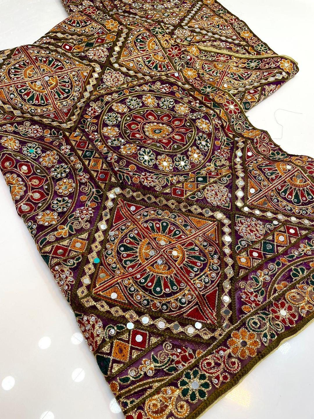 1 Pc Women's Stitched Organza Sequins Embroidered Dupatta