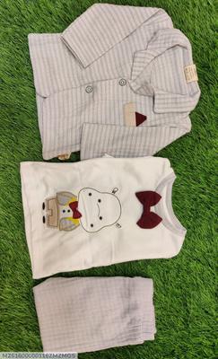 3 Pcs Baby Boy Cotton Printed Suit