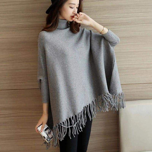 Women's Fleece Plain Poncho Cape Shawl