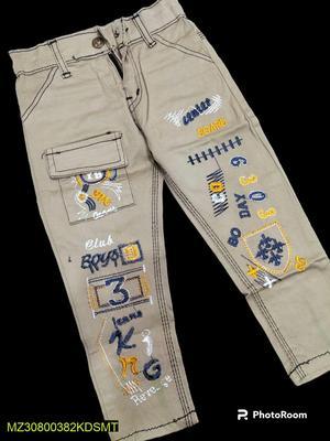 1 Pc Boy's Stitched Cotton Embroidered Jeans