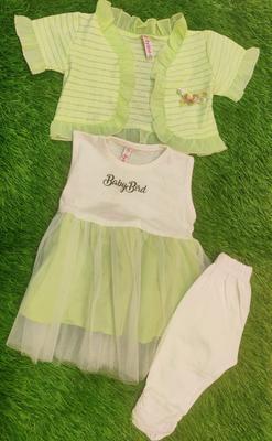 Baby Girl's Blended Frock And Trouser Set