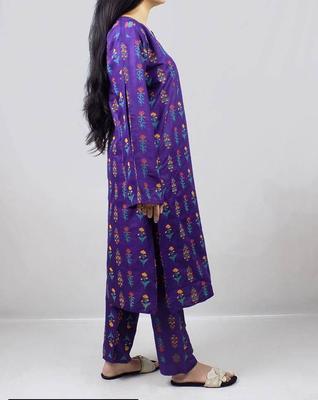 2 Pcs Women Stitched Arabic Lawn Printed Suit