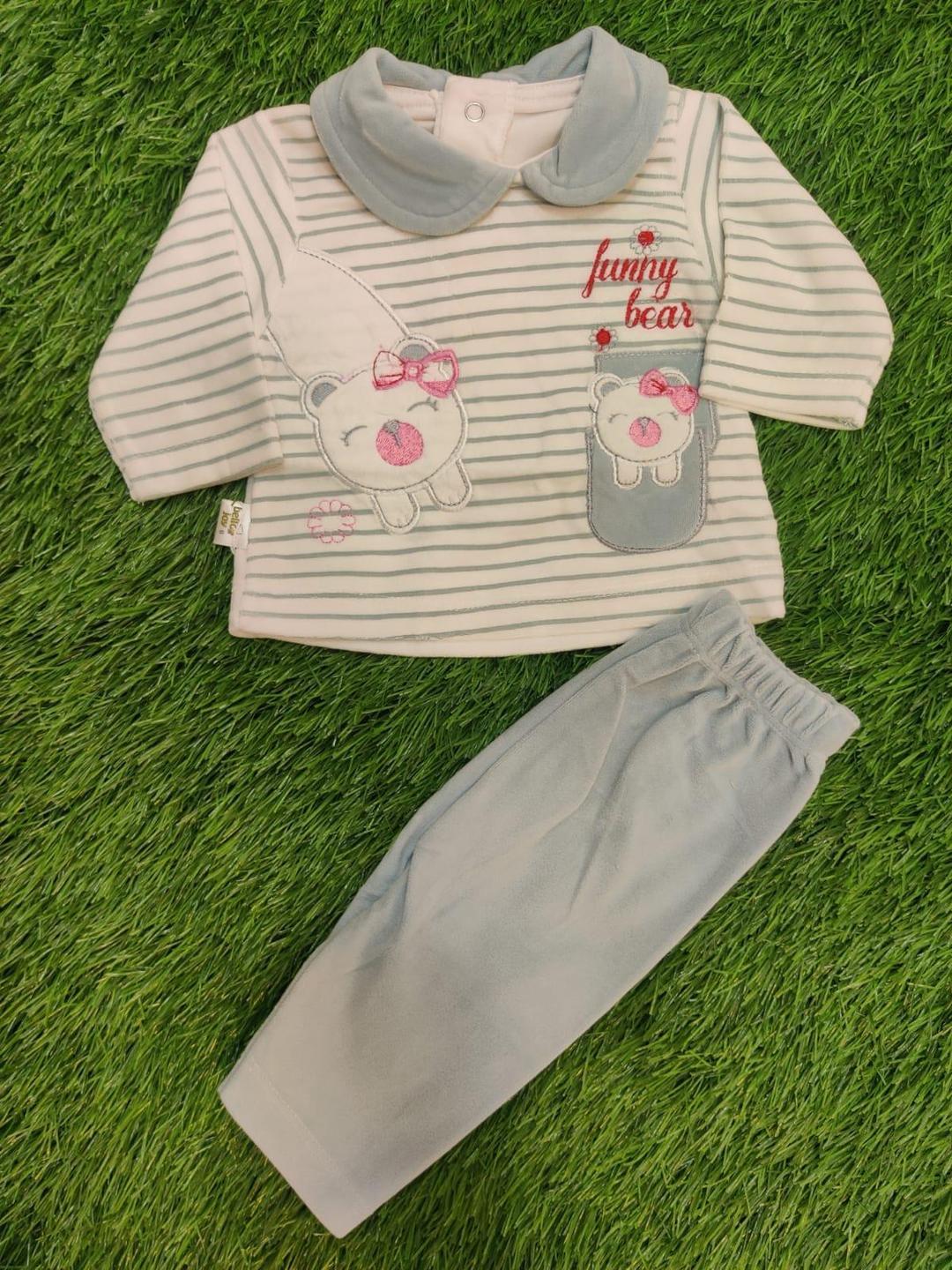 Baby Girl Velvet Printed Shirt And Trouser Set