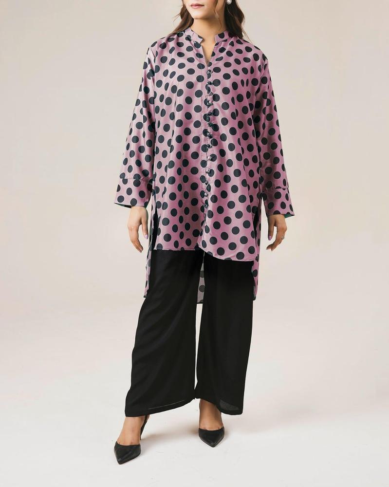 2 Pcs Women's Stitched Grip Printed Shirt And Trouser