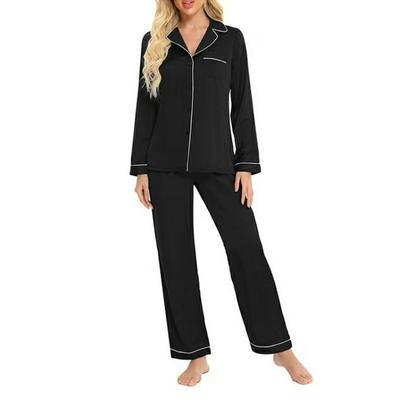 2 Pcs Women's Stitched Silk Plain Night Suit