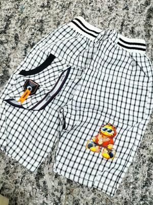 2 Pcs Boy's Cotton Printed Knicker And Shirt Set