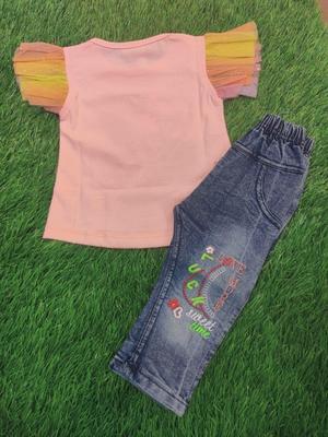 Baby Girl's Blended Shirt With Jeans