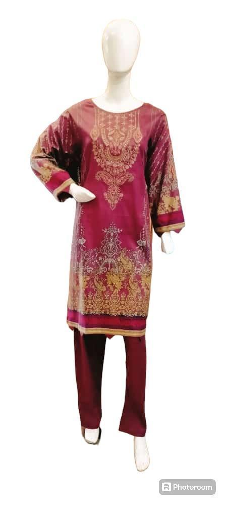 3 Pcs Women's Stitched Lawn Printed Suit