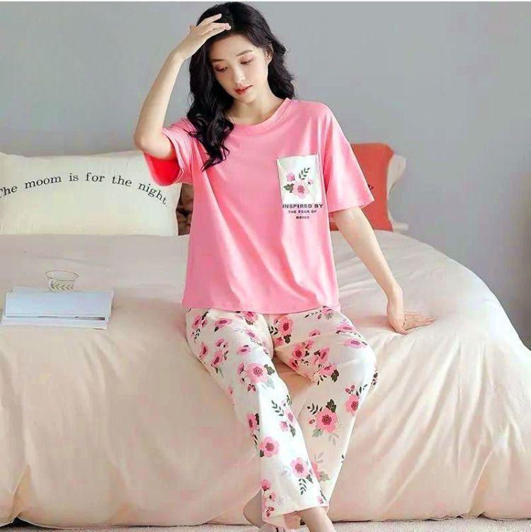 2 Pcs Women's Stitched Cotton Jersey Printed Night Suit