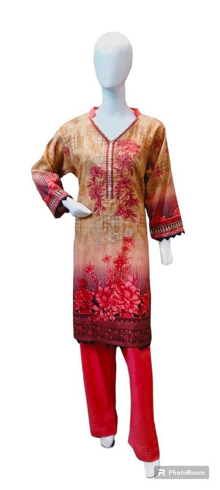 3 Pcs Women's Stitched Khaddar Printed Suit