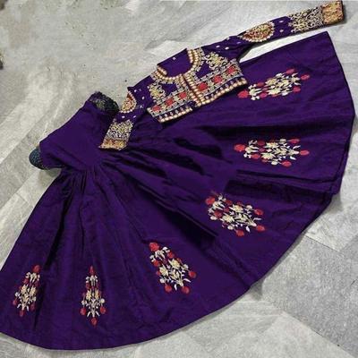 3 Pcs Women's Stitched Katan Silk Embroidered Maxi Suit