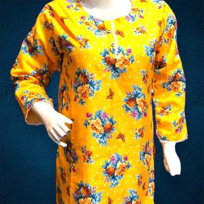 2 Pcs Women's Stitched Cotton Printed Shirt And Trouser