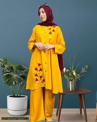 3 Pcs Women's Stitched Lawn Applique Suit