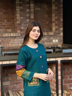 2 Pcs Women's Stitched Cotton Lawn Embroidered Shirt And Trouser