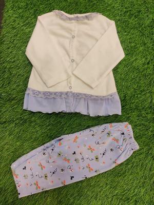 Baby Girl Blended Embroidered Frock And Trouser Set