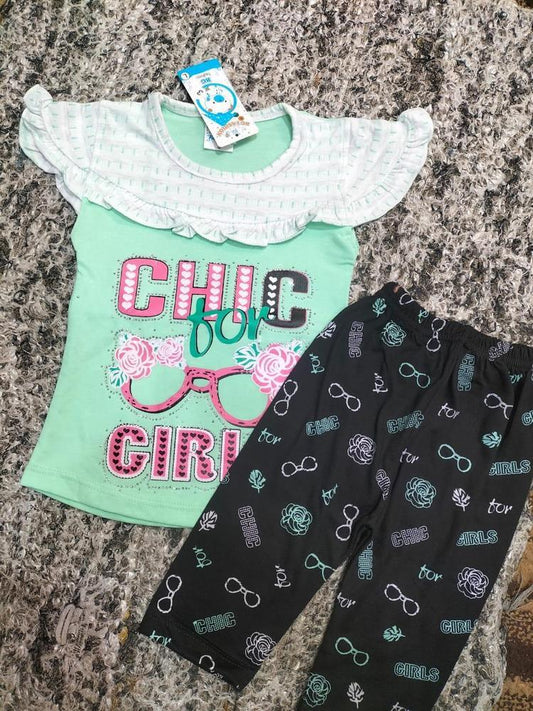 Baby Girl's Printed Shirt And Trouser Set