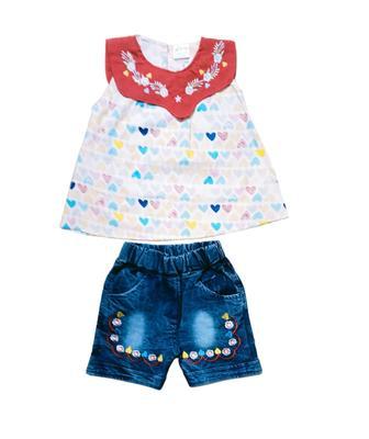 Baby Girl's Cotton Frock And Shorts Set