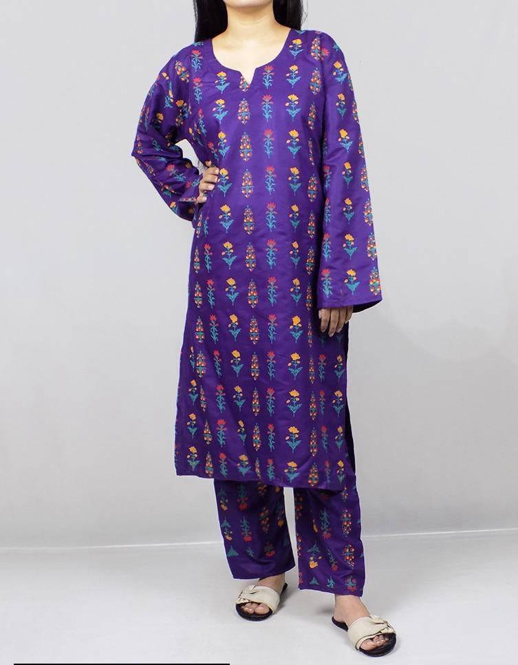 2 Pcs Women Stitched Arabic Lawn Printed Suit