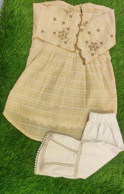 2 Pcs Girl's Cotton Lawn Embroidered Shirt And Trouser Suit