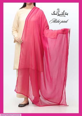 1 Pc Women's Stitched Chiffon Plain Dupatta