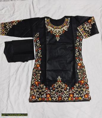 2 Pcs Women's Stitched Cotton Lawn Embroidered Shirt And Trouser