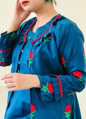 3 Pcs Women's Stitched Silk Embroidered Suit