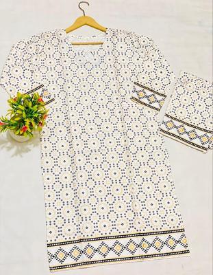 2 Pcs Women's Stitched Linen Printed Suit