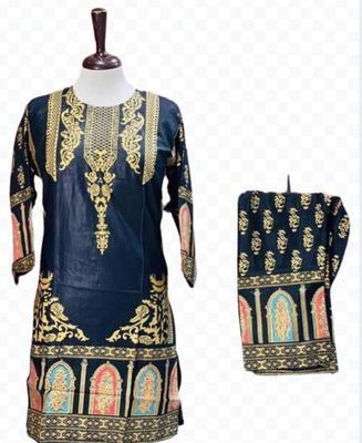 2 Pcs Women's Stitched Arabic Lawn Printed Shirt And Trouser