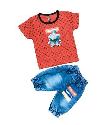 2 Pcs New Born Baby Cotton Blended T-Shirt And Knicker Set