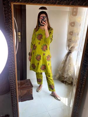 2 Pcs Women's Stitched Arabic Lawn Printed Shirt And Trouser