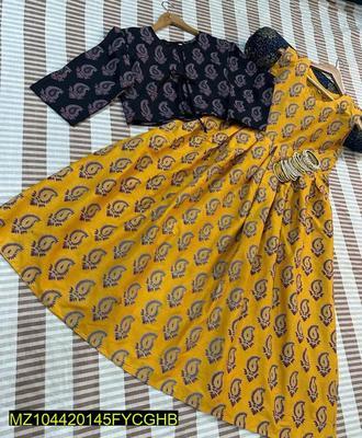 3 Pcs Women's Stitched Katan Silk Printed Frock