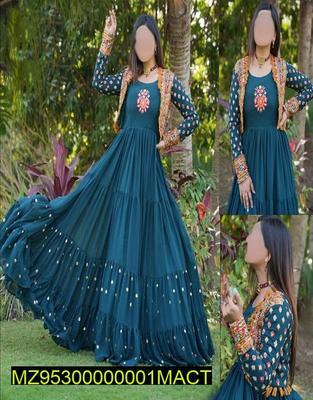 2 Pcs Women's Stitched Shamoz Silk Embroidered Maxi