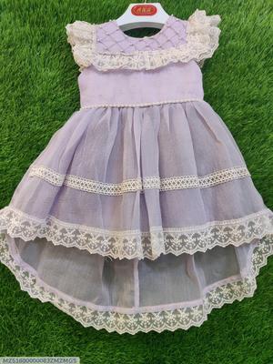 1 Pc Girl's Stitched Net Embroidered Frock