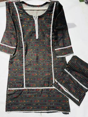 2 Pcs Women's Stitched Dhanak Printed Suit