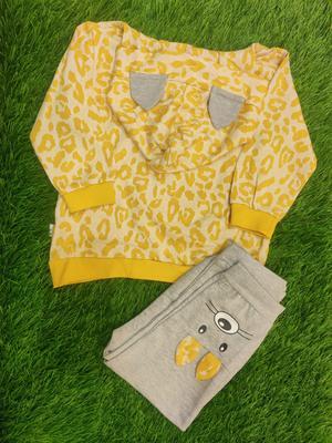 2 Pcs Girl's Blended Printed Shirt & Pants Set