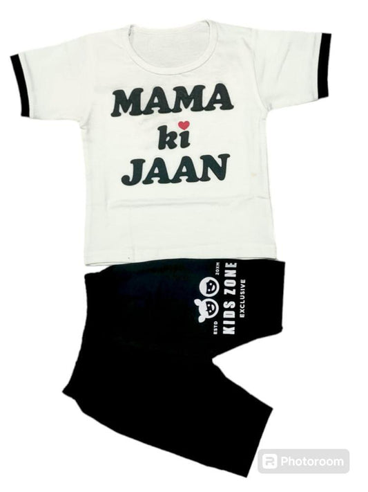 Baby Boy's Cotton Blended Printed T-Shirt And Knicker Set