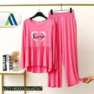 2 Pcs Stitched Sleepwear For Women