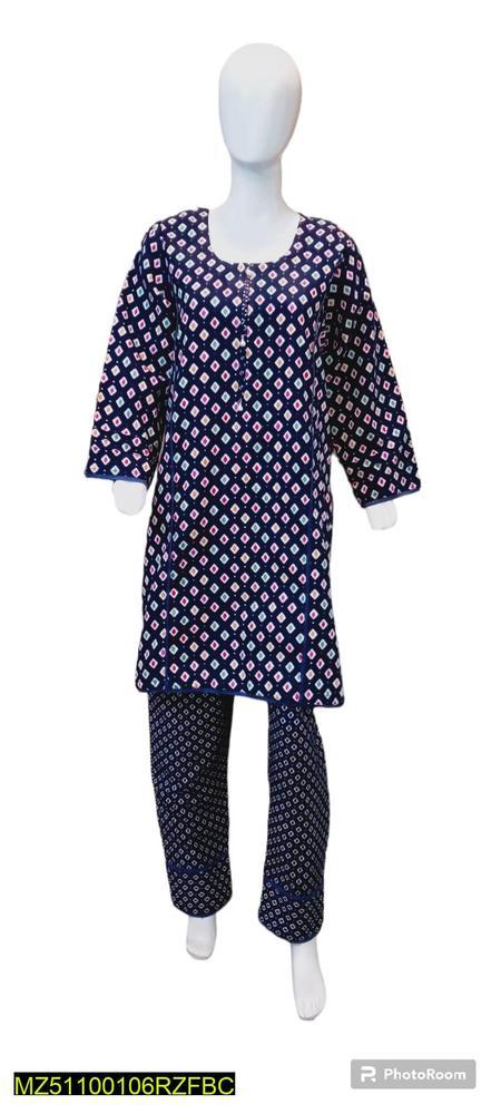 2 Pcs Women's Stitched Cotton Wool Printed Suit