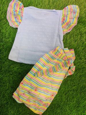 Baby Girl's Blended Shirt With Chiffon Trouser