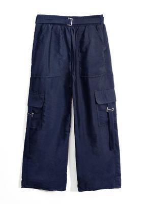 1 Pc Women's Stitched Cotton Plain Cargo Trouser With Belt