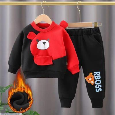 2 Pcs Boy's Fleece Printed Tracksuit