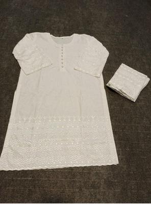 2 Pcs Women's Stitched Chikankari Embroidered Shirt And Trouser