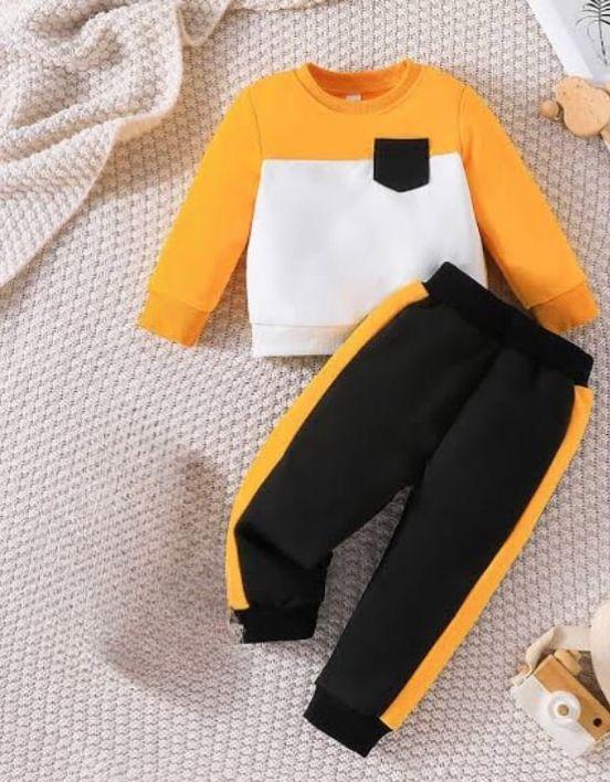 2 Pcs Kids Fleece Plain Sweatshirt Tracksuit