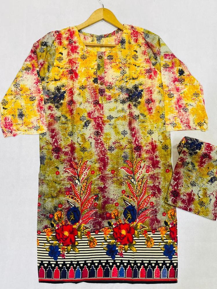 2 Pcs Women's Stitched Lawn Printed Suit