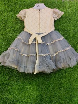 1 Pc Girl's Stitched Net Embroidered Frock