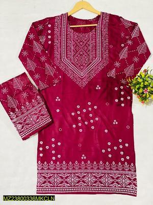 2 Pcs Women's Stitched Lawn Printed Suit