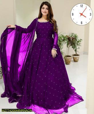 3 Pcs Women's Stitched Chiffon Embroidered Suit