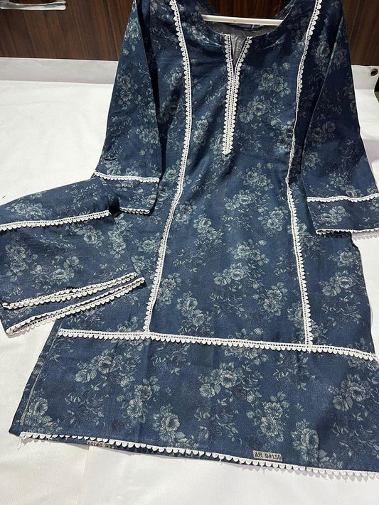 2 Pcs Women's Stitched Dhanak Printed Suit