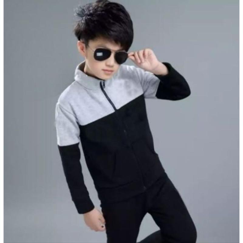 2 Pcs Boy's Fleece Plain Tracksuit