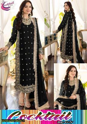 3 Pcs Women's Stitched Crinkle Chiffon Embroidered Suit